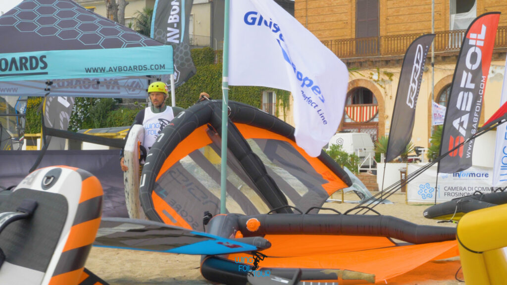 Jan Blæsild ready to hit the Water with his ENSIS SCORE during the Wing Foil Tour